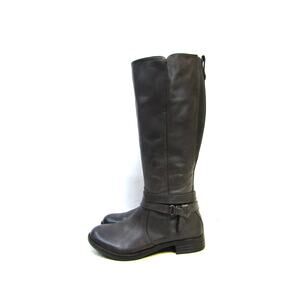 Bussola Womens Size 37 EUR Gray Brown Leather Zip 15" Knee High Fashion Boots